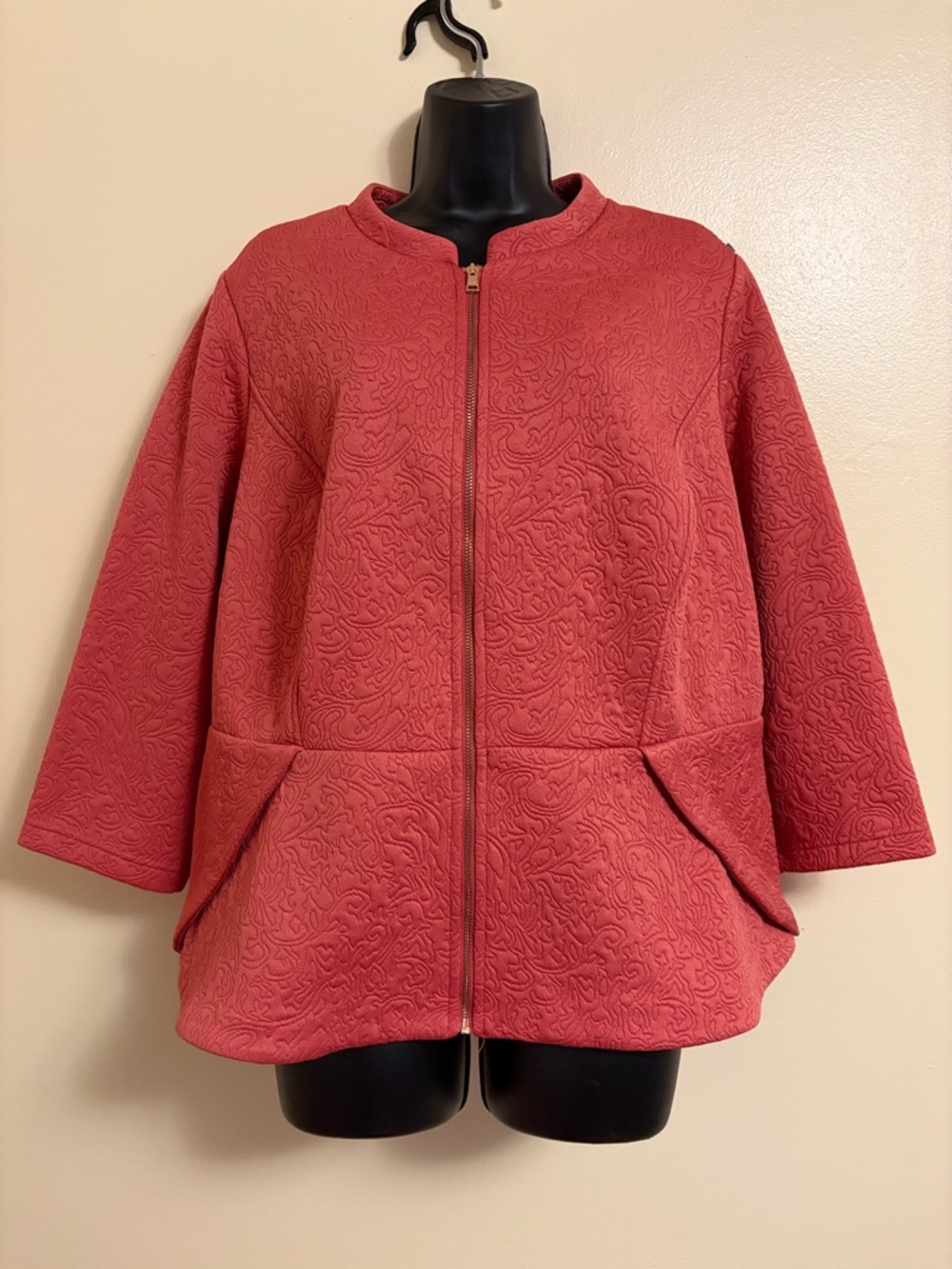 Isaac Mizrahi Live! Rose-Pink Textured Zip Jacket
